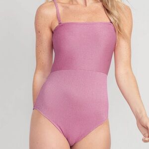 Old Navy Pink metallic ribbed One-Piece Swimsuit size L